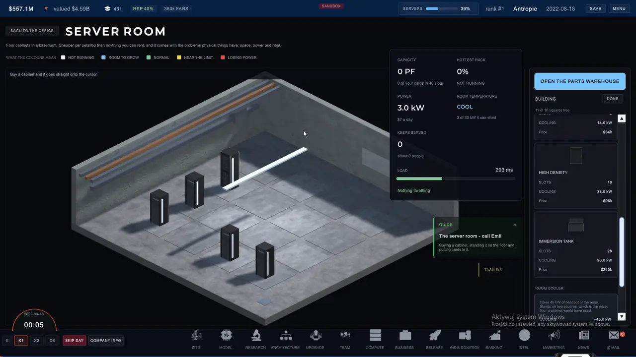 The parts warehouse. The order window: price, delivery date, and one slider that buys calendar.